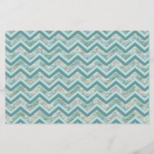 Mother of Pearl Teal ZigZag Stationery (Front)