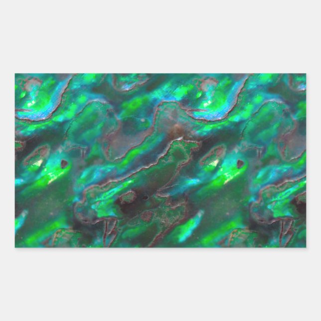 Mother Of Pearl Texture Teal Photo Pattern Rectangular Sticker (Front)