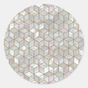 Mother Of Pearl Tiles Classic Round Sticker