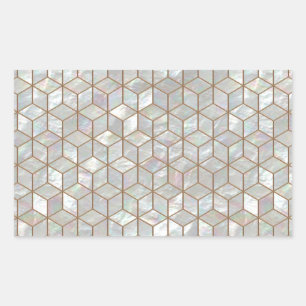 Mother Of Pearl Tiles Rectangular Sticker