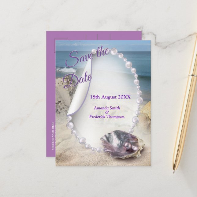 Mother of Pearls Merged like Liquid Swirls Announcement Postcard (Front/Back In Situ)