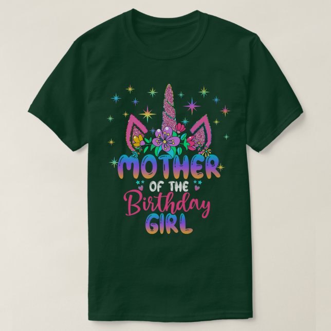 Mother Of the Birthday Girl Unicorn Birthday Party T-Shirt (Design Front)