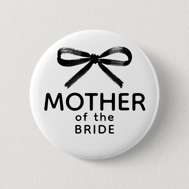 Mother of the Bride - Black Bow Whimsical 6 Cm Round Badge (Front)