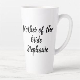 Mother of the Bride Black Elegant Script Weddings Latte Mug
