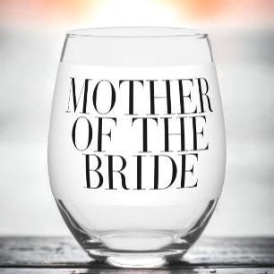 Mother of the Bride Black Modern Elegant Custom Stemless Wine Glass