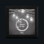 Mother of the Bride Black White Rustic Gift Box<br><div class="desc">Black White Mother of the Bride wedding gift box with Rustic String Lights,  Mason Jars on a Blackboard Chalkboard Background,  Can be used as Bridesmaid gifts,  rustic barn wedding jewellery gift box,  jewellery keepsake box,  wedding favours. Check out our store collection below for more products with this design.</div>