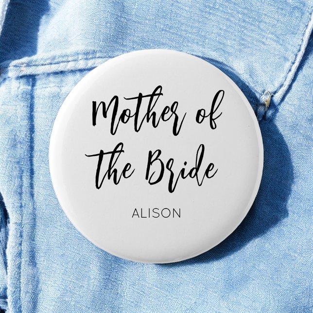 Mother of the Bride Black White Wedding Button (Creator Uploaded)