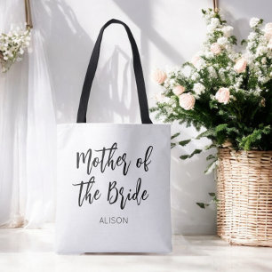 Mother of the Bride Black White Wedding Tote Bag