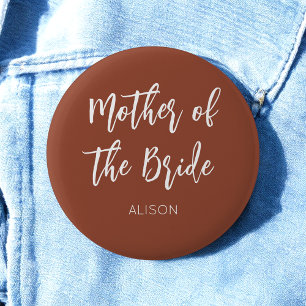 Mother of the Bride Brown White Wedding 6 Cm Round Badge