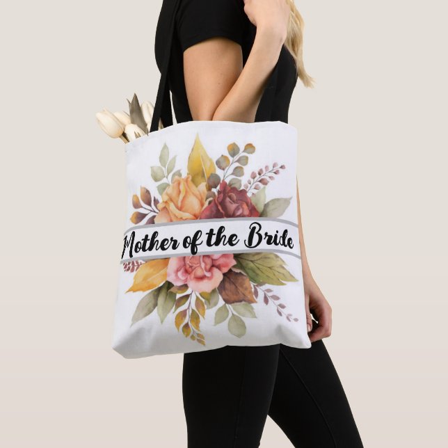 Mother of the Bride Burgundy Floral Fall Wedding T Tote Bag (Close Up)