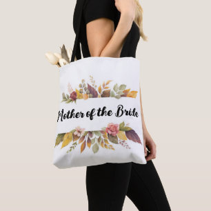 Mother of the Bride Burgundy Floral Fall Wedding Tote Bag