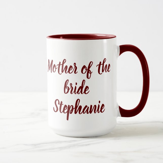 Mother of the Bride Burgundy Script Weddings Mug (Right)