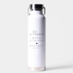 Mother of the Bride Custom Personalised Wedding Water Bottle<br><div class="desc">Mother of the Bride Custom Personalised Wedding Water Bottle features your Mother Of The Bride's name with the bridal couple's names and wedding date accented with a small love heart. Custom made for the Mother Of The Bride. Makes a fabulous gift or wedding favour. Designed by ©2025 Evco Studio www.zazzle.com/store/evcostudio...</div>