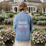 Mother of the Bride Custom Wedding Bachelorette  Denim Jacket<br><div class="desc">Beautiful calligraphy,  pink Mother of the bride denim jacket. Perfect for bridal shower,  bachelorette party,  Wedding. Bride squad.</div>
