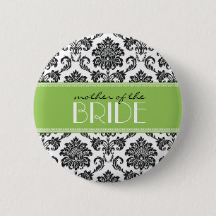 Mother Of The Bride Damask Button in Green