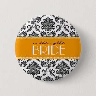 Mother Of The Bride Damask Button in Orange