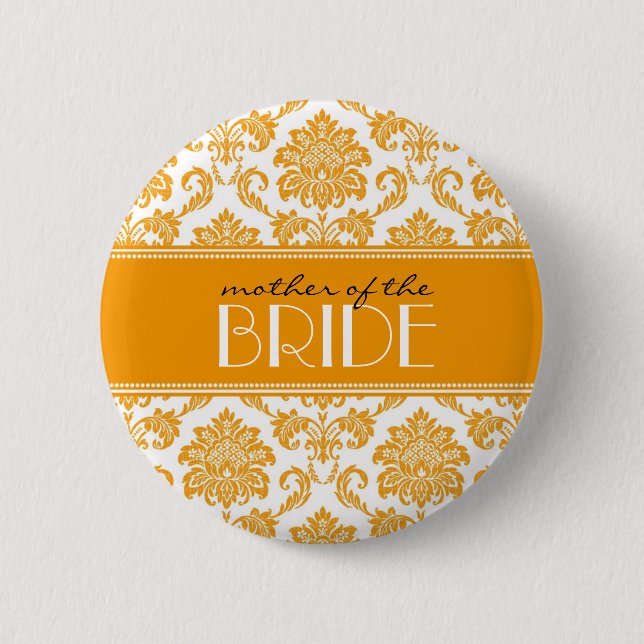 Mother Of The Bride Damask Button in Orange (Front)
