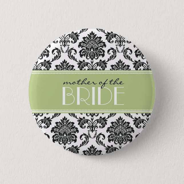 Mother Of The Bride Damask Button in Sage (Front)