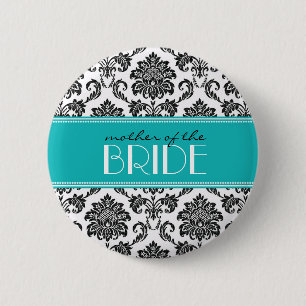 Mother Of The Bride Damask Button in Teal