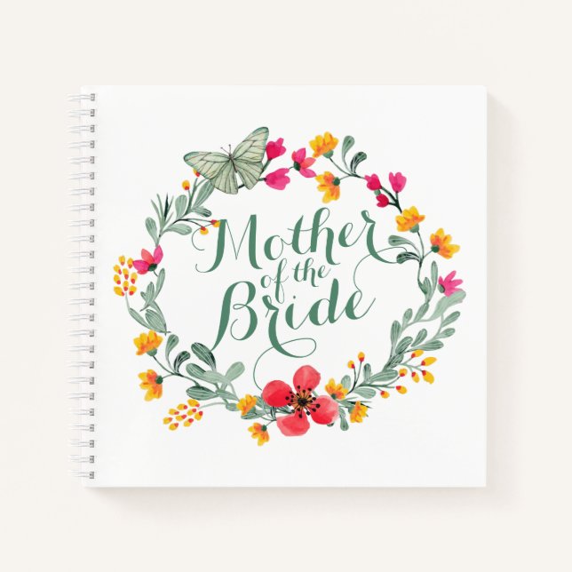 Mother of the Bride Elegant Floral Wedding Noteboo Notebook (Front)