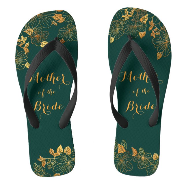 Mother of the Bride Emerald Green & Gold Foliage Jandals (Footbed)
