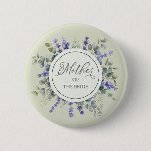 Mother Of The Bride Eucalyptus Framed 6 Cm Round Badge