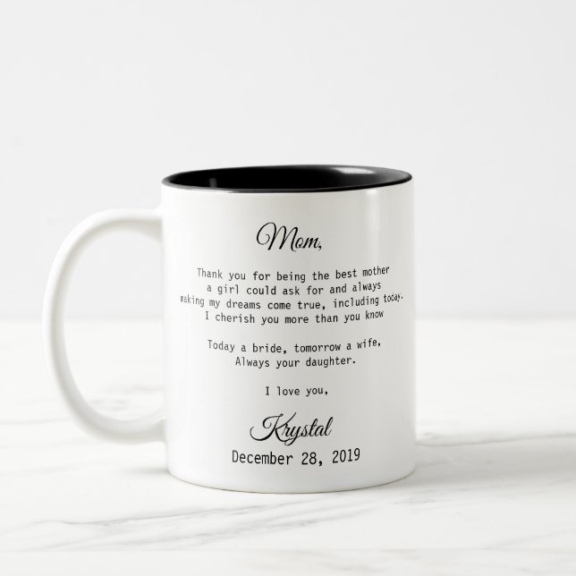 Mother of the Bride Gift Two-Tone Coffee Mug (Left)