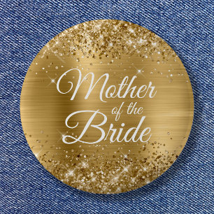 Mother of the Bride Glittery Gold Foil 6 Cm Round Badge