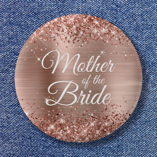 Mother of the Bride Glittery Rose Gold Foil 6 Cm Round Badge