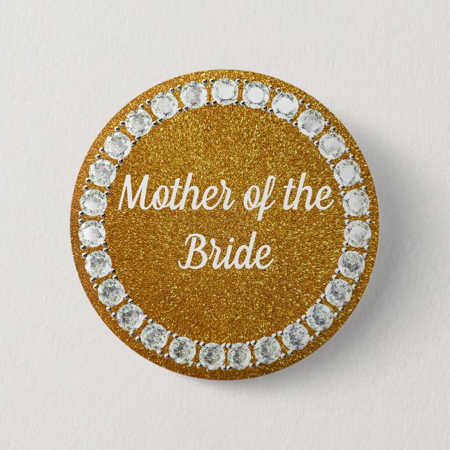 Mother of the Bride gold rhinestone bg 6 Cm Round Badge (Front)