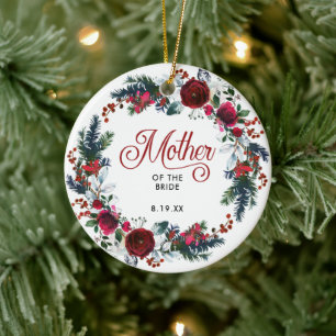 Mother Of The Bride Holiday Floral Personalised Ceramic Tree Decoration