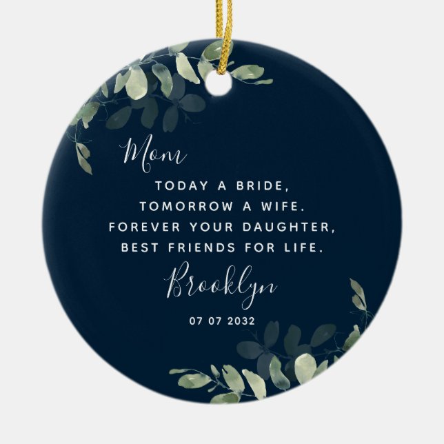 Mother of the Bride Keepsake  Ceramic Tree Decoration (Front)