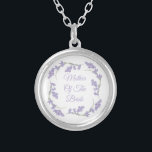 Mother of the Bride Lavender Floral Wreath Silver Plated Necklace<br><div class="desc">Mother of the Bride Lavender Floral Wreath Locket Necklace</div>