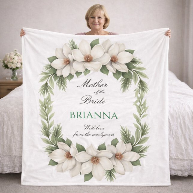 Mother of the Bride Magnolia Wedding Gift   Fleece Blanket (Creator Uploaded)