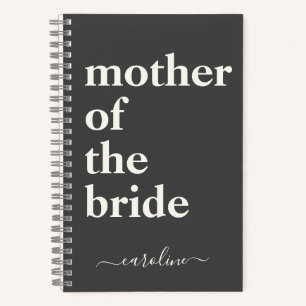 Mother of the Bride Minimalist Modern Custom Black Notebook