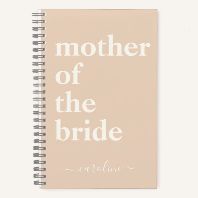 Mother of the Bride Minimalist Modern Custom Blush Notebook (Front)