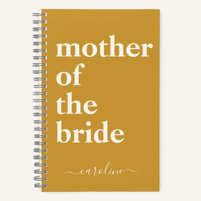 Mother of the Bride Minimalist Modern Name Yellow Notebook (Front)