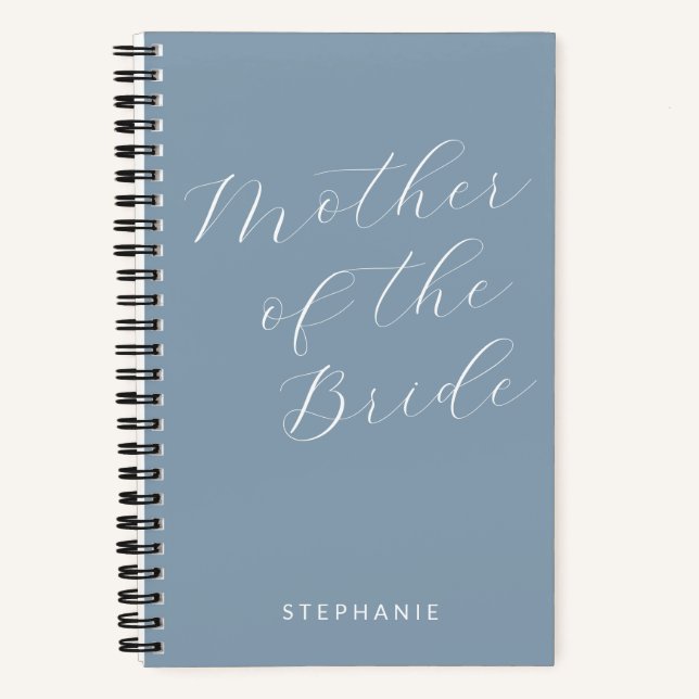 Mother of the Bride Minimalist Personalised Blue Notebook (Front)