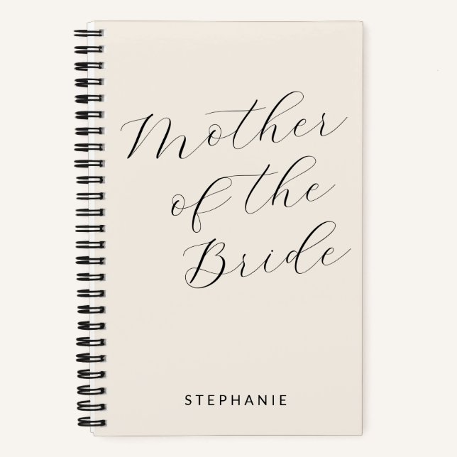 Mother of the Bride Minimalist Personalised Ivory Notebook (Front)