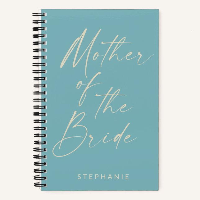 Mother of the Bride Minimalist Personalised Teal  Notebook (Front)