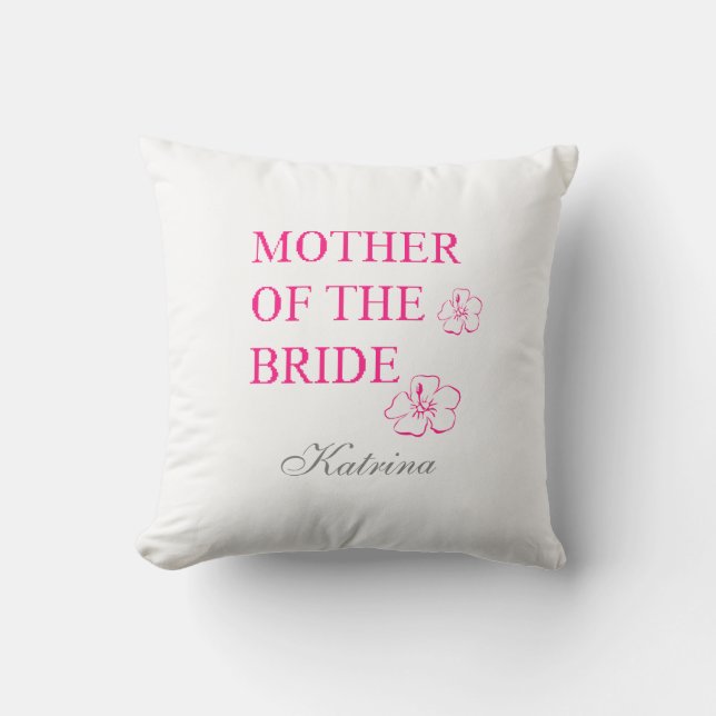 Mother Of The Bride Name Monogram Tropical Floral  Cushion (Front)
