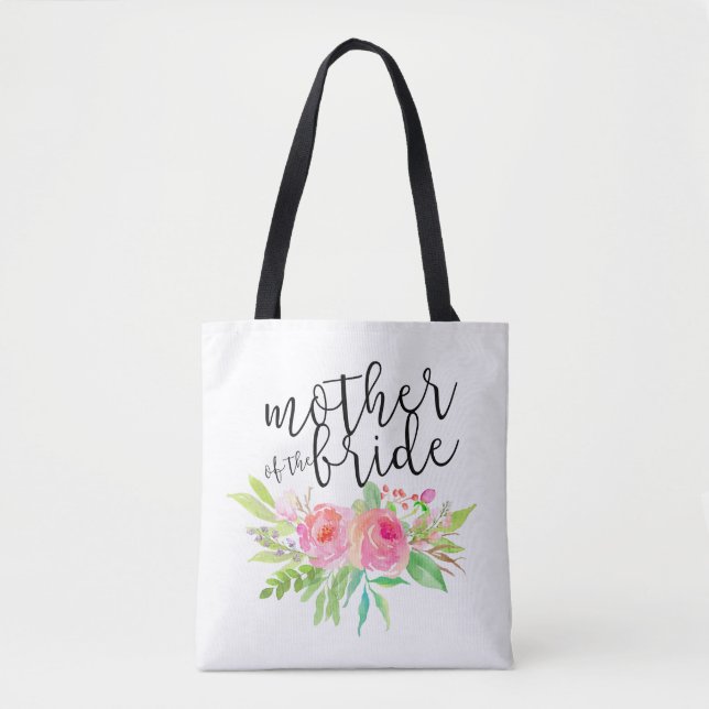 mother of the bride pink floral tote bag (Front)
