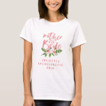 Mother of the bride pink floral watercolor t-shirt<br><div class="desc">Blush pink watercolor floral Mother of the bride wedding engagement gift t-shirt. The perfect gift for your friend sister brother mum dad aunt uncle daughter son niece nephew gran grandad. On trend script text and modern watercolor graphics. Perfect bachelorette/bridal shower tshirt, or thoughtful way to as your Maid of honour....</div>