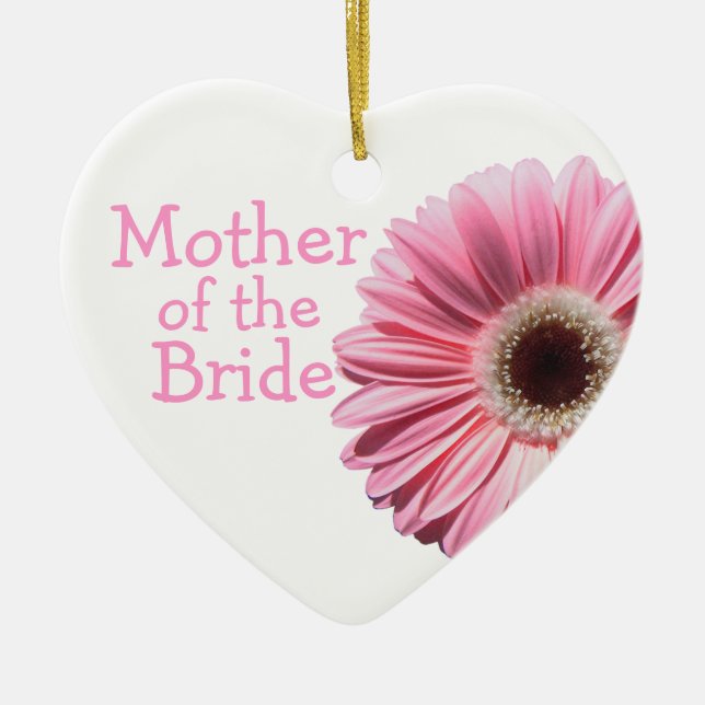 Mother of the Bride Pink Gerbera Daisy Ceramic Tree Decoration (Front)