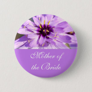 Mother of the bride, purple daisy flower wedding 6 cm round badge