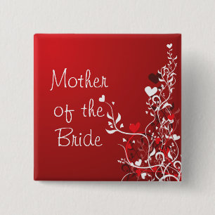 Mother of the Bride ---- Red Scroll 15 Cm Square Badge