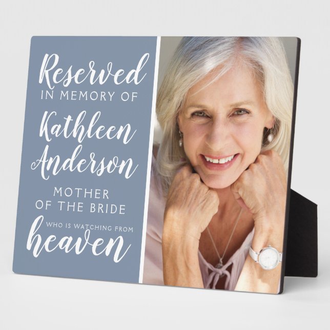 Mother of the Bride Reserved Photo Memorial Plaque (Side)