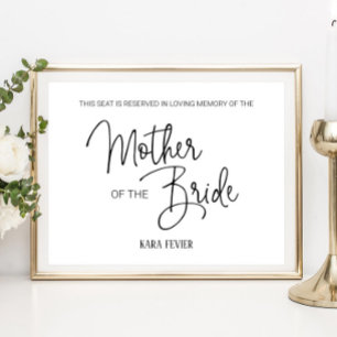 Mother of the Bride Reserved Seat Memorial Wedding Poster