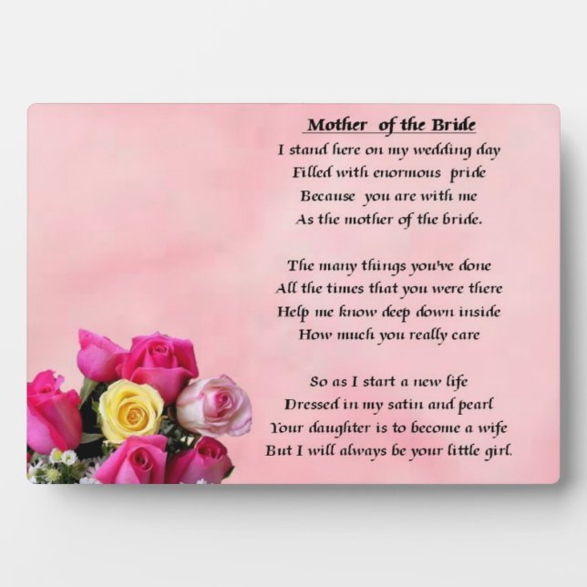 Mother of the Bride - Roses  Plaque (Front)