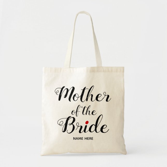 Mother of the bride script calligraphy wedding tote bag (Front)
